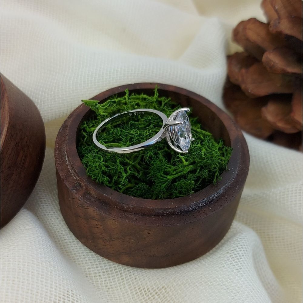 925 Silver Oval Engagement Ring - Picture 6 of 10